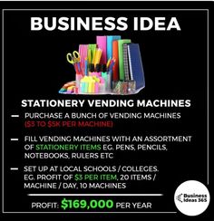 business idea stationery vending machines for $ 6 00 per machine, with coupon