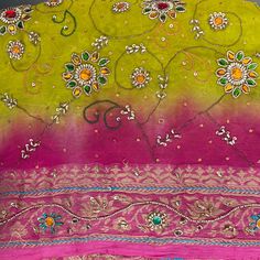 Detailed Beadwork, Vibrant Colors. Perfect For A Mother Of The Bride Or Someone Very Close For A Large Event Or Happy Occasion. Pink Embellished Embroidered Fabric For Festive Occasions, Festive Pink Embellished Embroidered Fabric, Multicolor Embellished Bollywood Traditional Wear, Pink Embellished Saree With Traditional Drape, Pink Embellished Embroidered Fabric For Diwali, Bollywood Style Multicolor Embellished Traditional Wear, Pink Embroidered Fabric With Traditional Drape For Festive, Embellished Multicolor Saree For Navratri, Embellished Multicolor Saree