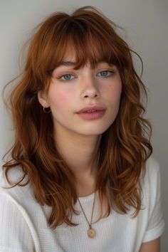 Whether you’re seeking a subtle change or a bold new look, we’ve got you covered with over 50 fabulous medium length hairstyle ideas to inspire your next salon visit or DIY hair adventure.  From sleek bobs to tousled waves, vibrant hues to natural textures, you’ll find all the medium-length hair inspo you need!  Let’s dive into these chic medium-length hairstyle ideas that are bound to elevate your look and leave you feeling confident and fabulous! Red Haircuts Medium, Mid Length Red Hair With Curtain Bangs, Red Lob Hair, Natural Waves Haircut, Shoulder Length Ginger Hair, Red Hair Shoulder Length, Medium Copper Hair, Dark Hair Fair Skin, Medium Length Red Hair