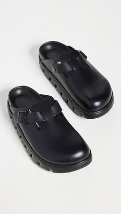 Birkenstock Boston Chunky Exquisite Clogs | Shopbop Modern Clogs With Lug Sole And Round Toe, Black Clogs With Lug Sole And Round Toe, Leather Slip-on Clogs With Lug Sole, Modern Closed Toe Clogs With Buckle Closure, Modern Slip-on Clogs With Buckle Closure, Leather Slip-on Mules With Lug Sole, Birkenstock With Socks, Leather Finish, Birkenstock Sandals