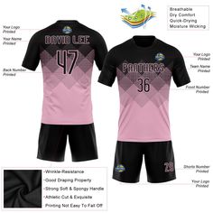 the front and back of a soccer uniform with instructions for how to put on it