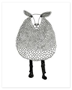 A print of a hand-drawn black and white ink illustration of a sheep. Shown on a white background. Cards Painting, Sheep Print, Print Illustration, The Sheep, Art Textile, Ink Pen Drawings, Art Book