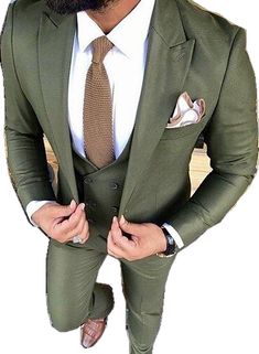 Engagement Suits, Fall Wedding Suits, 3 Piece Suit Men, Men Suit Wedding, Green Suit Men, Olive Green Suit, Green Wedding Suit, Mens Wedding Suits, Men Suits Wedding