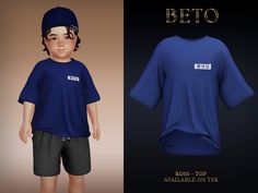 an image of a boy wearing a blue shirt and black shorts with the name beto on it