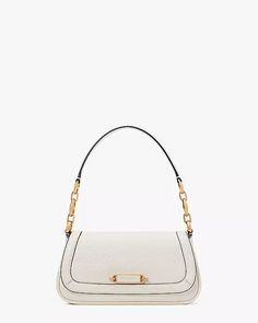 Gramercy Small Flap Shoulder Bag | Kate Spade New York Luxury Flap Bag With Detachable Strap For Errands, Luxury Baguette Bag For Errands, Elegant Baguette Bag With Removable Pouch For Errands, Elegant Flap Shoulder Bag With Zipper, Luxury Shoulder Bag With Zipper Pocket For Errands, Elegant Satchel Flap Bag With Zipper Closure, Elegant Flap Bag With Detachable Handle For Errands, White Kate Spade Bag With Zipper Closure, Luxury Kate Spade Bag With Removable Pouch