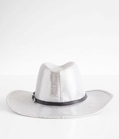 "San Diego Hat Company Glitter Cowboy Hat - Grey , Women's Black Banded western hat Interior cinch tie band 3 1/2" brim One size fits most. 100% Polyester. Spot clean only. Apparel & Accessories > Clothing Accessories > Hats" Western Style Fedora For Party, Western Fedora With Curved Brim For Parties, Western Style Fedora With Curved Brim For Parties, Western Style Party Top Hat With Short Brim, Western Wide Brim Fedora For Party, Silver Summer Hat For Rodeo, Western Silver Hats For Summer, Western Fedora Party Hat, Silver Summer Rodeo Hat