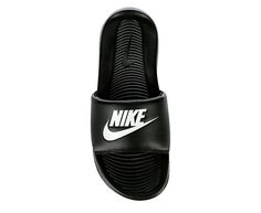 Nike Victori One Men's Slide Sandal Slip into the Nike Victori One men's Slide Sandal for your ultimate weekend footwear. With classic Nike branding and a foam Cushioned footbed, this Slide looks cool while you go about your day. The traction outsole makes sure whatever the activity, you're still good to go. Synthetic upper Slip-On Cushioned footbedTraction outsole Black Nike Synthetic Flip Flops, Nike Sports Sandals With Cushioned Footbed, Black Cushioned Sports Slippers, Comfortable Slip-on Sandals For Water Sports, Nike Cushioned Slip-on Sport Sandals, Cushioned Slip-on Sport Sandals For Water Sports, Black Sandals For Water Sports In Summer, Black Sandals For Water Sports And Summer, Black Sport Sandals For Water Sports In Summer