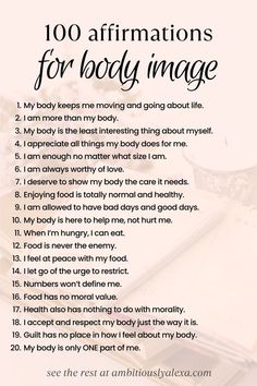 body healing affirmations Daily Affirmations For Self Love, Improve Body Image, Body Image Quotes, Accept Myself, Healing Journaling, Healing Affirmations, My Relationship