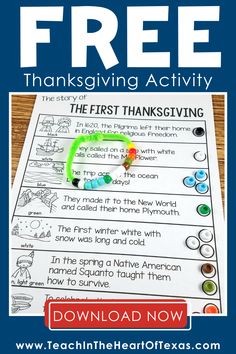 the free thanksgiving activity for kids to practice their writing skills