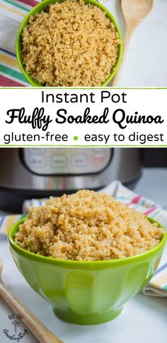 instant pot fluffy baked quinoa in a green bowl