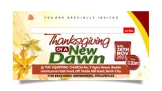 an advertisement for thanksgiving on a new dawn