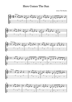 here comes the sun sheet music for guitar