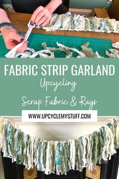 fabric strip garland is being used to make an upcycling scarf and rug