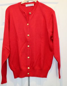 Burberry Cardigan Sweater Button Cotton Red Made In Scotland Cotton l Women's M  Medium size 38" 100 % Cotton Red Button-up Cardigan, Red Button-up Cardigan With Buttons, Red Button-up Cardigan With Button Closure, Classic Red Cardigan With Buttons, Classic Red Buttoned Cardigan, Burberry Cardigan, Cotton Cardigan, Cardigan Sweater, Medium Size