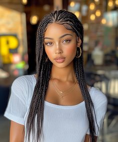 Boho Knotless Braids with Cornrow Accents Braids With Beads Short Hair, Box Braids With Beads Short, Boho Cornrows Black Women, Cornrows And Knotless Braids, Sleek Cornrows, Chica Cosplay, Rocker Hair