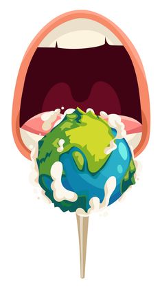 an open mouth with the earth in it's center and its tongue sticking out