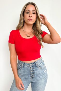 Details: Short sleeve ribbed knit crop top with scoop neck - Ribbed knit - Short sleeves - Cropped fit Content: 62% POLYESTER 33% RAYON 5% SPANDEXSize + Fit - Models are 5'4"; Wearing a small and a large respectively - Measurements from a size small - Full length: 15"- Chest: 36"- Waist: 30”- Sleeves: 5” - Measurements from a size large- Full length: 16”- Chest: 40”- Waist: 34”- Sleeves: 6”Brand: Zenana Scoop Neck Crop Top, Fit Models, March 9th, Knit Short, Sand Beige, Knit Crop Top, Red Top, Back In Stock, Knit Crop