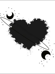 a black heart with two crescents in the middle, and an arrow on top