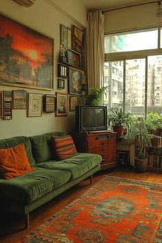 a living room filled with furniture and lots of windows