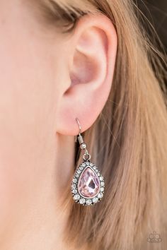 Ready, Set, GLOW! Light Pink ✧ Earrings Earrings Light Pink Earrings, Glow Light, Pink Gem, Purple Earrings, Paparazzi Accessories, Earrings Pink, White Rhinestone, Paparazzi Jewelry, Pink Earrings