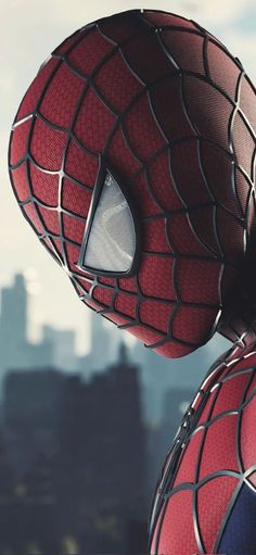 the amazing spider - man looks out over the city