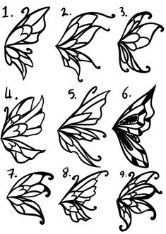 an image of butterflies that are drawn in the style of calligraphy, with numbers and symbols