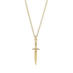 Pixie Dagger Necklace - 14k Yellow Gold - Futaba Hayashi Tattoo Symbolism, Dagger Necklace, Tiny Diamond, Bracelet Collection, Pretty Jewellery, Gold Charm, Signet Ring, Silver Bracelets, Sterling Silver Bracelets