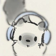 a drawing of a mouse wearing headphones