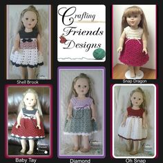 Crochet patterns for Infants, Toddlers, Children, Teend, Adults and for your home American Girl Crochet, Dress Paper, Toddler Patterns, Crochet Hack, Baby Hat Patterns, Crochet Doll Clothes, Crochet Dress Pattern, Pattern Library, Knitting Girls