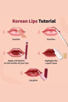 Korean Lips Tutorial, Lips Products, Teknik Makeup, Lips Tutorial, Maquillage Yeux Cut Crease, Makeup Shopping, Korean Lips, Bday List