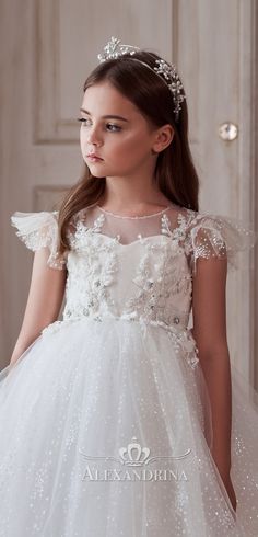 Luxurious Dress, Luxurious Dresses, Layered Skirt, Holy Communion, Lace Pattern, A Train, Floral Lace, The Dress, Polka Dots