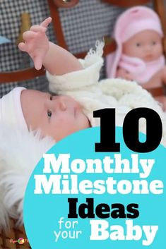 a baby laying on top of a bed with the words 10 month oldstone ideas for your baby