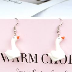 Mini Goose Earrings I Ship Fast And Well Packaged. 2 Available Bin30 Goose Earrings, Pig Earrings, Red Earrings Stud, Cat Earrings Studs, Beaded Tassel Earrings, Open Hoop Earrings, Circle Earrings Studs, Circle Diamond, Statement Drop Earrings