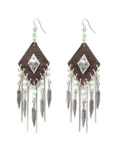 two pairs of earrings with beads and feathers hanging from the front, on a white background