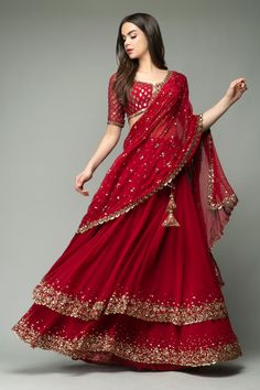 Haseena Lehenga Set Prevasu - Fabilicious Fashion Red Lehenga Choli, Indian Outfits Lehenga, Vogue Editorial, Pani Puri, Wedding Lehenga Designs, Lehnga Dress, Traditional Indian Dress, Red Lehenga, Traditional Indian Outfits