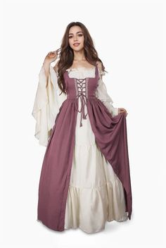 Lasaky - Halloween Renaissance Role-Playing Costume Long Dress Medieval Outfit, Vintage Party Dresses, Dress With Corset, Old Fashion Dresses, Medieval Costume, Flare Long Sleeve, Medieval Dress, Medieval Clothing, Vestidos Vintage