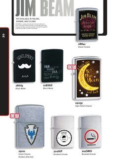 an advertisement with different types of lighters on it's front and back covers