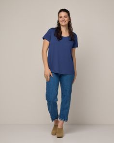 Stella Merino Wool Scoop Neck Tee - Cobalt - wool& Comfortable Blue T-shirt For Everyday, Blue Relaxed Fit Scoop Neck T-shirt, Blue Relaxed Fit T-shirt For Layering, Relaxed Fit Scoop Neck Top For Everyday, Casual Blue Scoop Neck T-shirt, Versatile Tops With Relaxed Fit And Scoop Neck, Versatile Scoop Neck Top With Relaxed Fit, Relaxed Fit Scoop Neck Tops, Relaxed Everyday Scoop Neck Tops