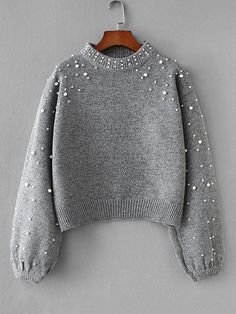 Faux Pearl Drop Shoulder Sweater Mode Tips, Elegant Sweater, Stylish Dresses For Girls, Drop Shoulder Sweaters, Girls Fashion Clothes, Teenage Fashion Outfits