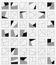 an image of some black and white squares on a piece of paper with the same pattern