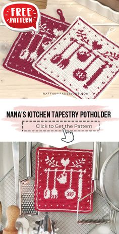 two pictures showing the same kitchen rugs in different colors and sizes, one is red and