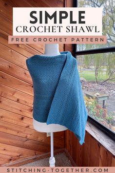 A simple crochet wrap pattern for a beautiful rectangle shawl, ideal for beginners or anyone looking for a  prayer shawl or stylish accessory. Crochet A Shawl, Rectangle Shawls, Crochet Shawl Free, Crochet Scarf Pattern, Crochet Shawl Pattern Free, Prayer Shawl, Learn How To Crochet, Shawl Crochet Pattern