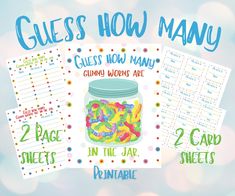 guess how many gummy worms are in the jar? printables for kids