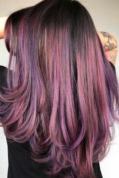 Multi Shade Purple Hair, Purple And Rose Gold Hair, Amethyst Hair Color, Geode Hair, Hair Color Styles, Purple Geode, Coloured Hair, Ombré Hair, Looks Party