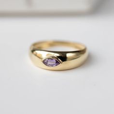 14K Gold Dome Chunky Ring Purple Sapphire Marquise Cut Thick | Etsy Chunky Sapphire Ring, Gold Marquise Amethyst Ring In 14k, Gold Marquise Amethyst Ring Fine Jewelry, Gold Marquise Amethyst Ring, Gold Marquise Amethyst Gemstone Ring, Gold Amethyst Marquise Ring, Thick Gold Band, Purple Sapphire Ring, Gold Moonstone Ring