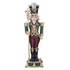 a nutcracker figurine is standing on a stand