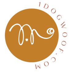 the logo for dogwood woof is shown in white and orange colors on a brown circle