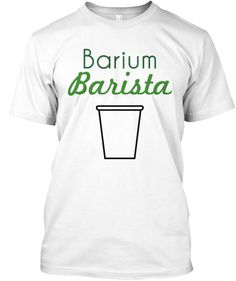 a white t - shirt with the words baristaa written in green on it