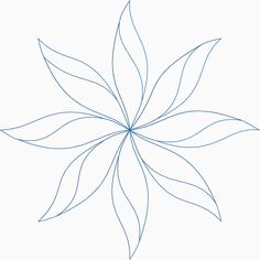 a blue line drawing of a flower on a white background with the center pointed upward