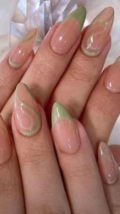 Slay Nails, Unghie Sfumate, Colorful Nails, Green Nail, Classy Acrylic Nails, Almond Nails Designs, Nail Sets, Almond Nail